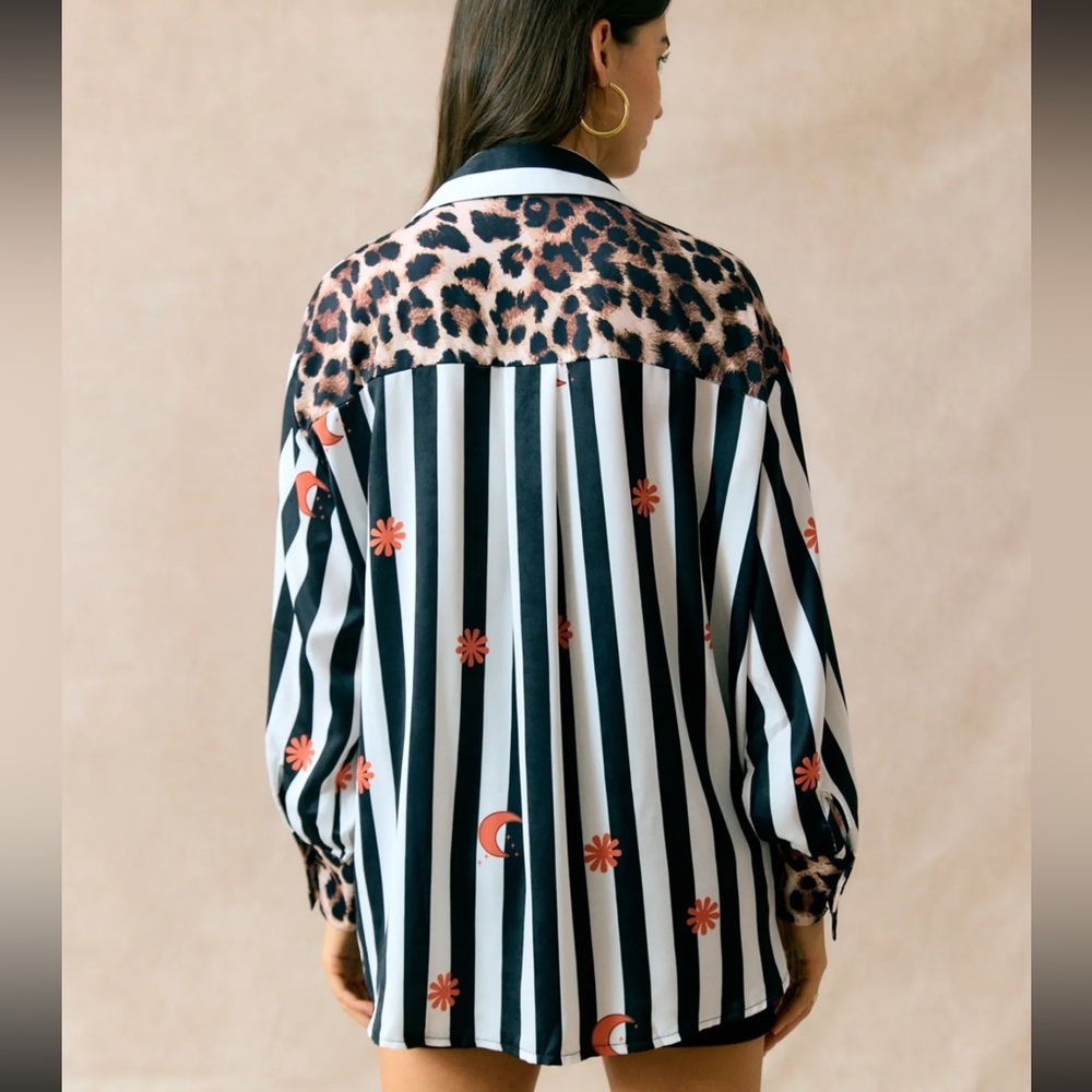 ShopEvelynne Black and White Striped Button Down Shirt - Picture 5 of 5